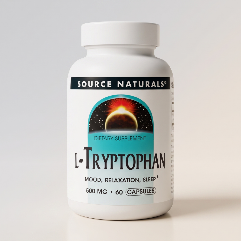 B4, L-Tryptophan, 500 mg, 60 Caps, Source Naturals