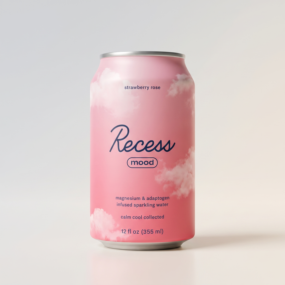 Recess, Strawberry Rose, Mood Sparkling Water