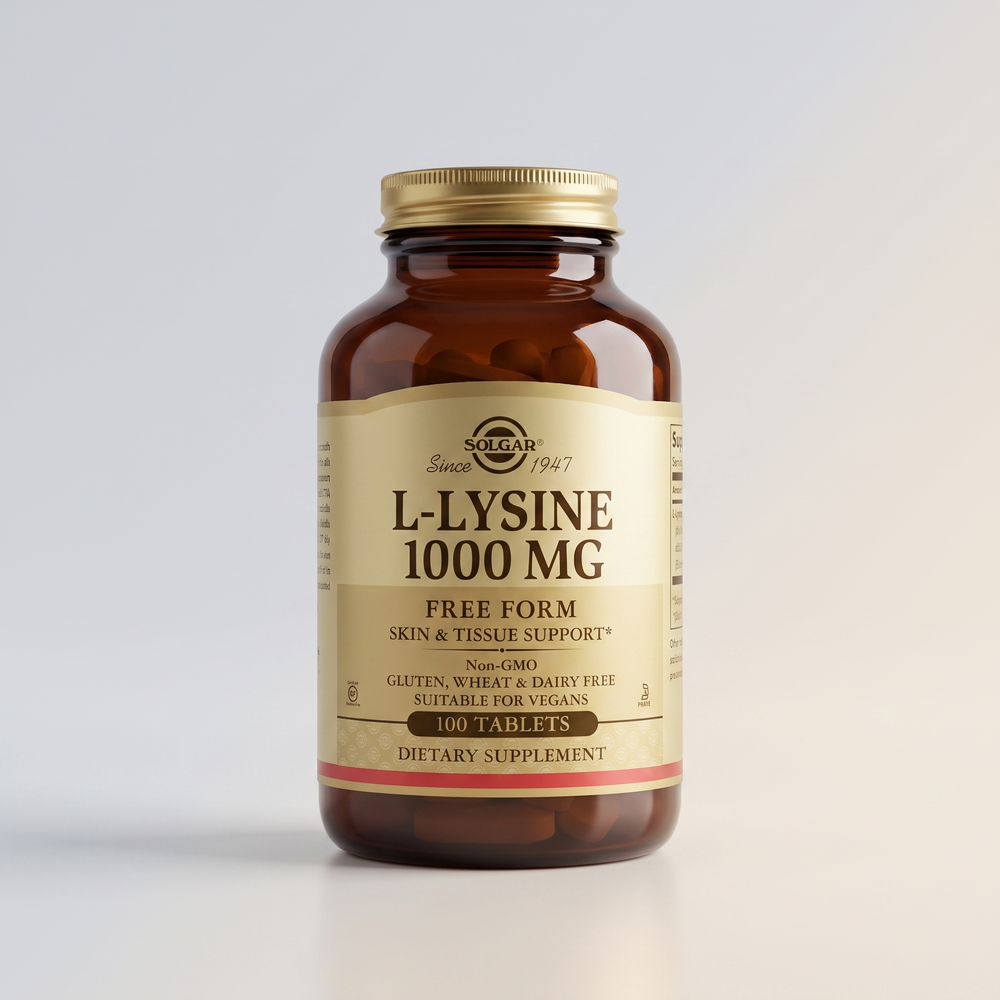 B1, L-Lysine, 1000 mg, 100 Tabs, Solgar