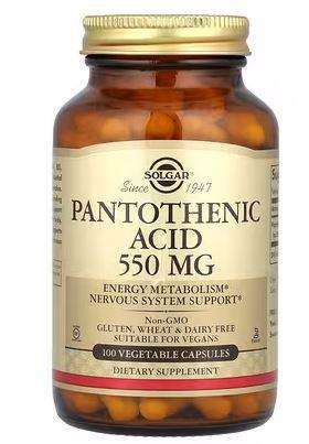 Pantothenic Acid 550 mg Vegetable Capsules