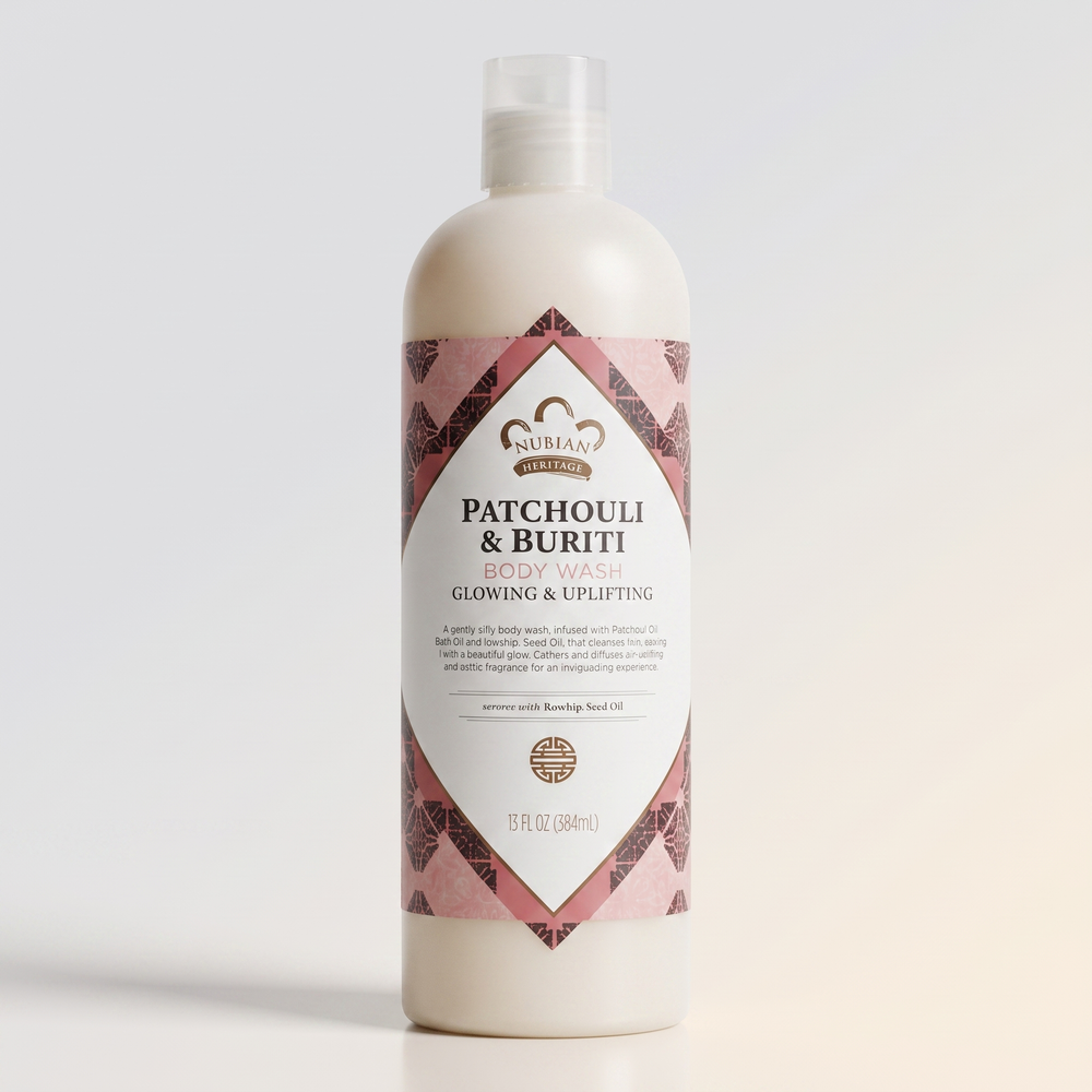 Body wash, patchouli, nubian heritage