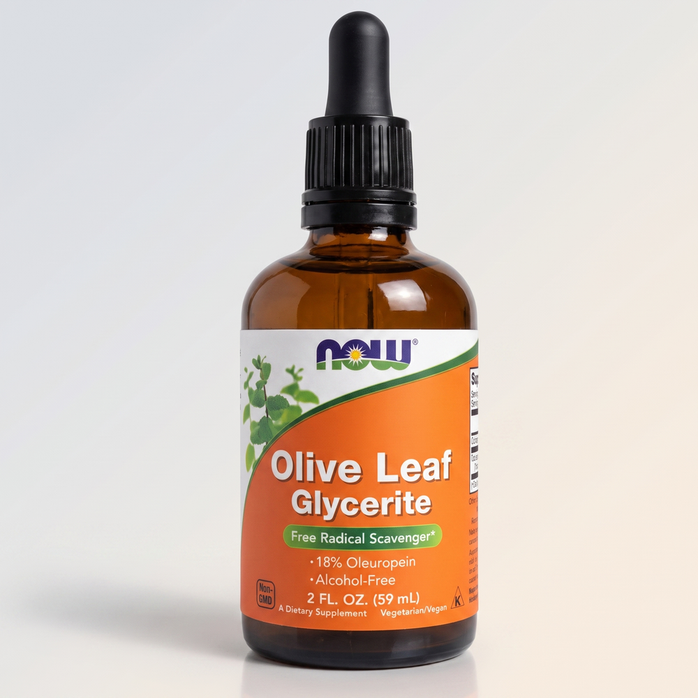 NOW - OLIVE LEAF 18% Glycerite Liquid 2 OZ