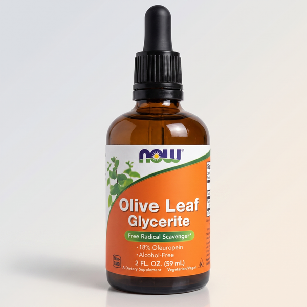 NOW - OLIVE LEAF 18% Glycerite Liquid 2 OZ