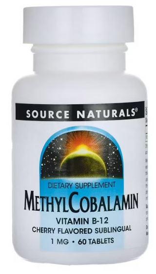 C2-R, Methylcobalamin, Vitamin B-12, Cherry Flavor, 1 mg, 60 Lozenges, Source Naturals