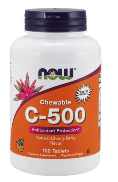 C4, Chewable C-500, Cherry Flavor, 100 Tabs, NOW