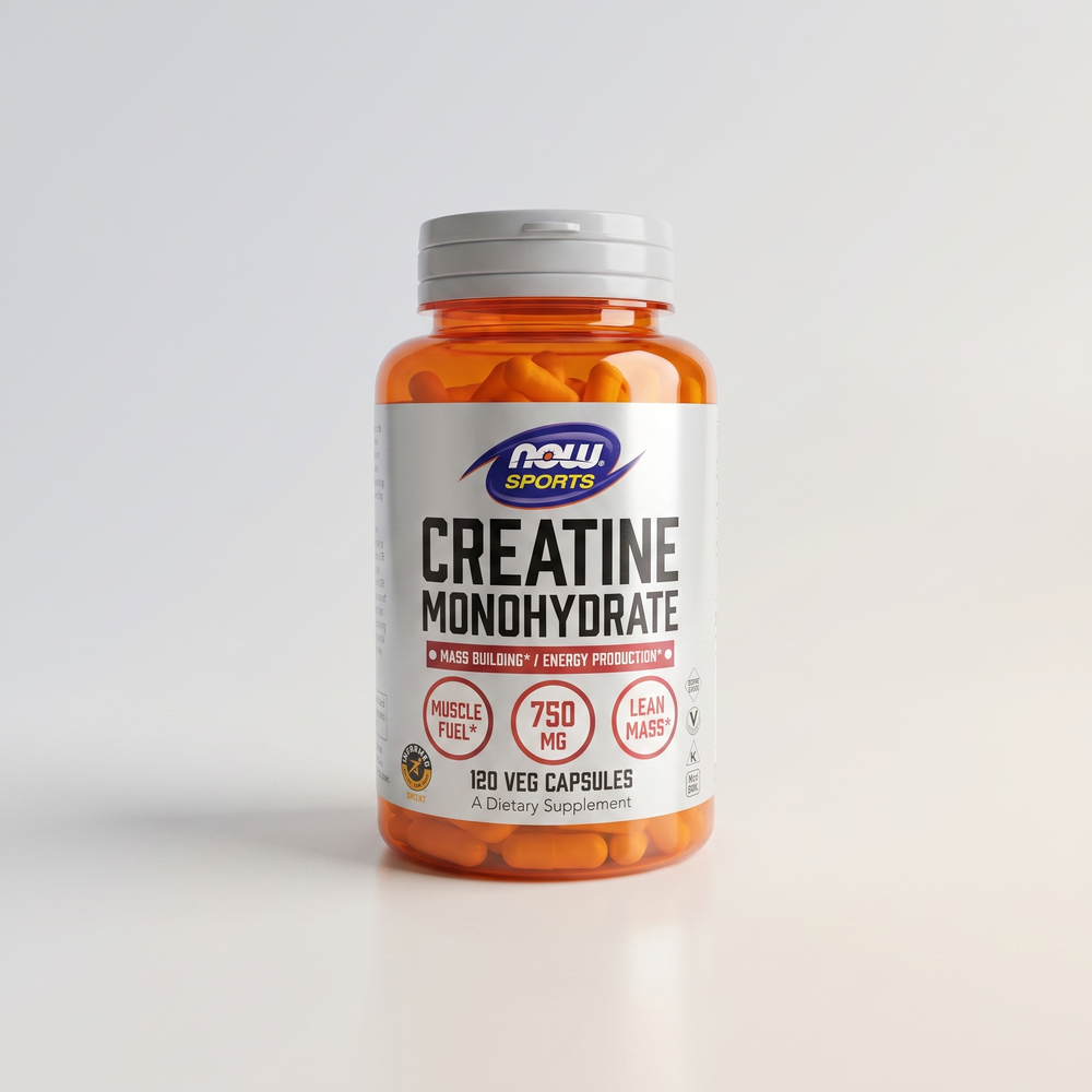 B4, Creatine Monohydrate, 750 mg, 120 Veg Caps, NOW Sports