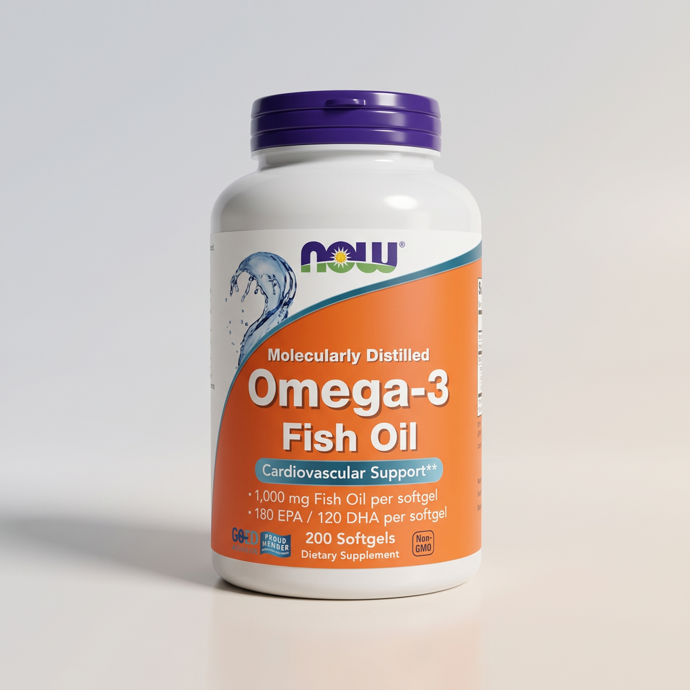 E2, OMEGA-3 1000mg 200 SGELS, NOW