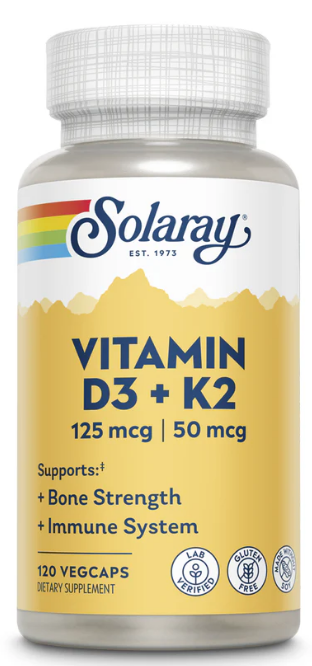 D3, Vitamin D-3 & K-2, , 60 Veg Caps, Solaray