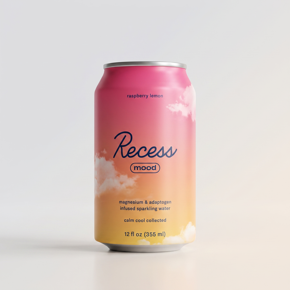 Raspberry Lemon, Mood Sparkling Water, Recess