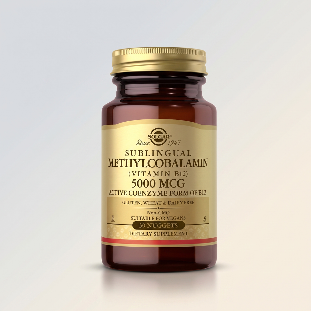 C2, Sublingual Methylcombalamin, Vitamin B-12, 5000 mcg, 30 Nuggets, Solgar