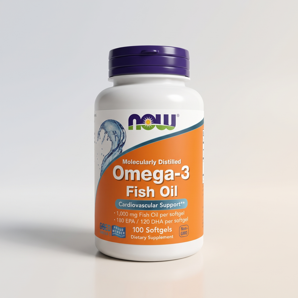 E2, OMEGA-3 1000mg 100 SGELS, NOW