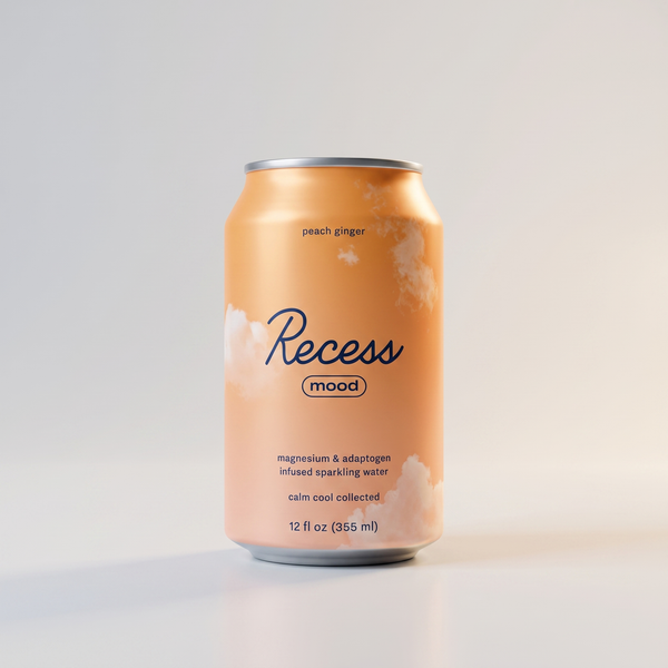 Recess, Peach Ginger, Mood Sparkling Water