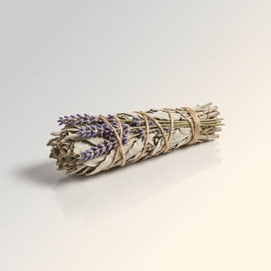 1 White Sage Lavender Flowers Smudge 5"L (Small)