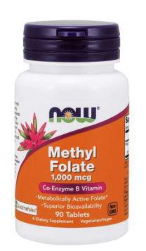 C3, Methyl Folate, 1000 mcg, 90 Tabs, NOW