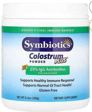 B3, E4, Colostrum Powder Plus, 25% IgG Antibodies, 6.3 oz, Symbiotics
