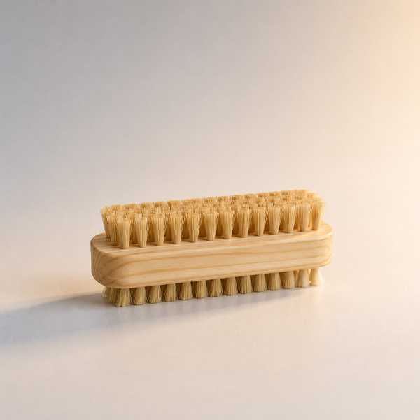NAIL BRUSH, 2-SIDED W/BOAR BRISTLES, PINE WOOD